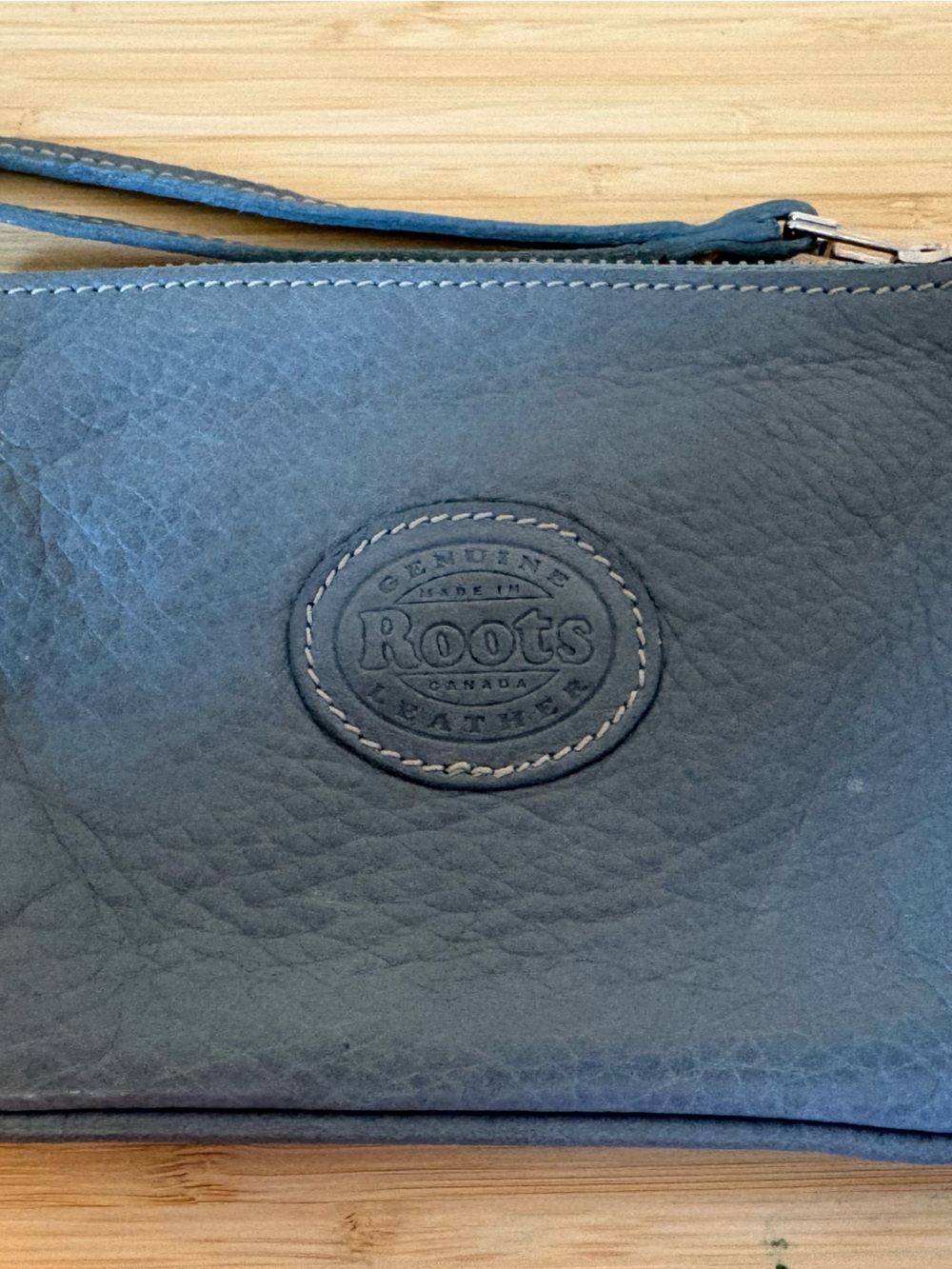 Roots Leather Wristlet - Slate Blue